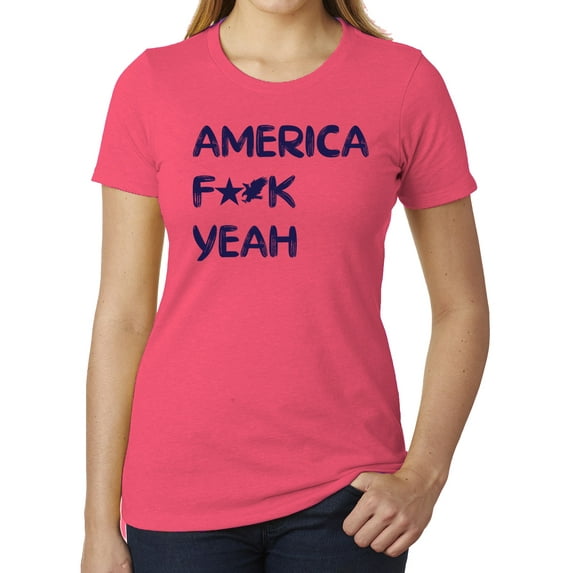 America F Yeah! Funny 4th of July Shirts, Ladies Graphic T-shirts - Berry MH200WPATRIOT S16 2XL