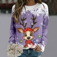 thumbnail image 2 of WEAIXIMIUNG Chandails Courts pour Femmes Chandails de Noël Tendance pour Femmes Mode Adolescentes Chandail à Manches Longues Col Rond Mignon Renne Graphique Chemises de Noël (4), 2 of 4