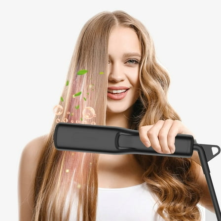 2-in-1 Hair Straightener Brush, Professional Flat Iron with Anti-Frizz Ceramic Plates and Comb Teeth, Adjustable Heat Styling Tool for Silky Smooth Hair