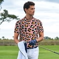thumbnail image 2 of Kdxio Leopard Print Men's Short Sleeve Polo Shirt,Midweight Men's Shirt, 2 of 6