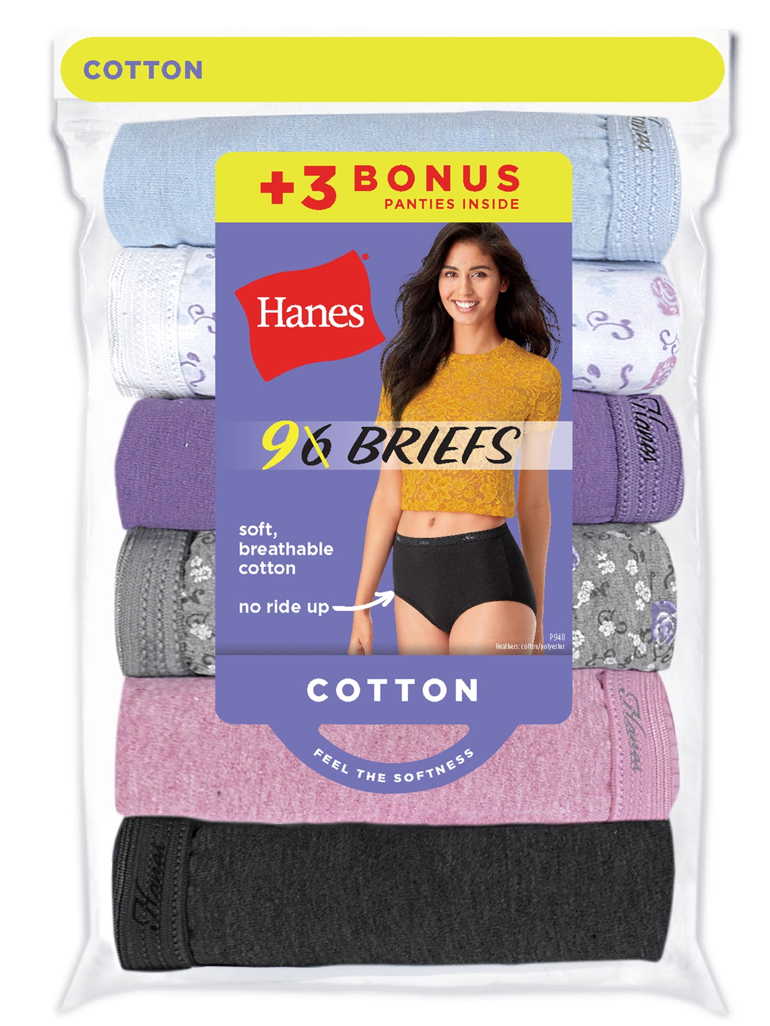 Hanes Women's Super Value Bonus Cool Comfort Cotton Brief Underwear, 6+3 Bonus Pack
