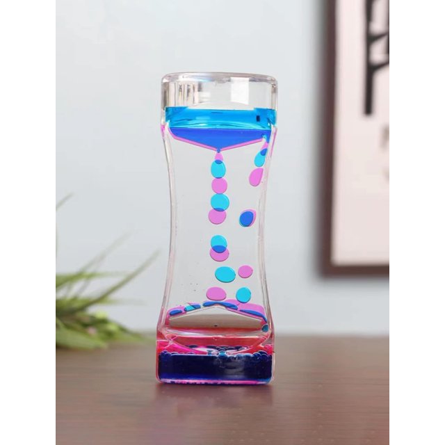 1pc Two Color Liquid Oil Spill, Simple Plastic Clear Oil Hourglass Toy For Gift