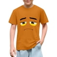 thumbnail image 1 of Blusas y camisas de manga corta con cuello redondo para niños y niñas, color liso, con estampado de expresión linda, manga corta, holgadas y cómodas, blusa para niña, 1 of 6