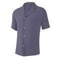 thumbnail image 3 of Bcfgryg Men's Linen Shirts Short Sleeve Casual Shirts Button Down Shirt for Men Beach Summer Wedding Shirt Purple, 3 of 4