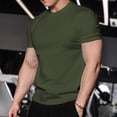 thumbnail image 1 of Ceisia Men's Slim Fit Crew Neck Short Sleeve T-Shirt High Stretch German Velvet Athletic Top Army Green L Gifts, 1 of 5