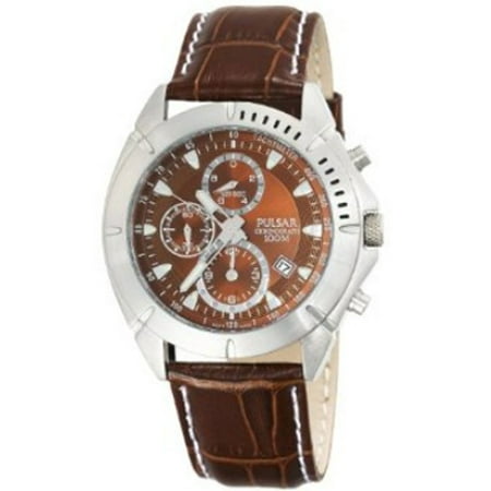 Pulsar PF8303 Men's Sport Brown Dial Leather Strap Chronographs Watch
