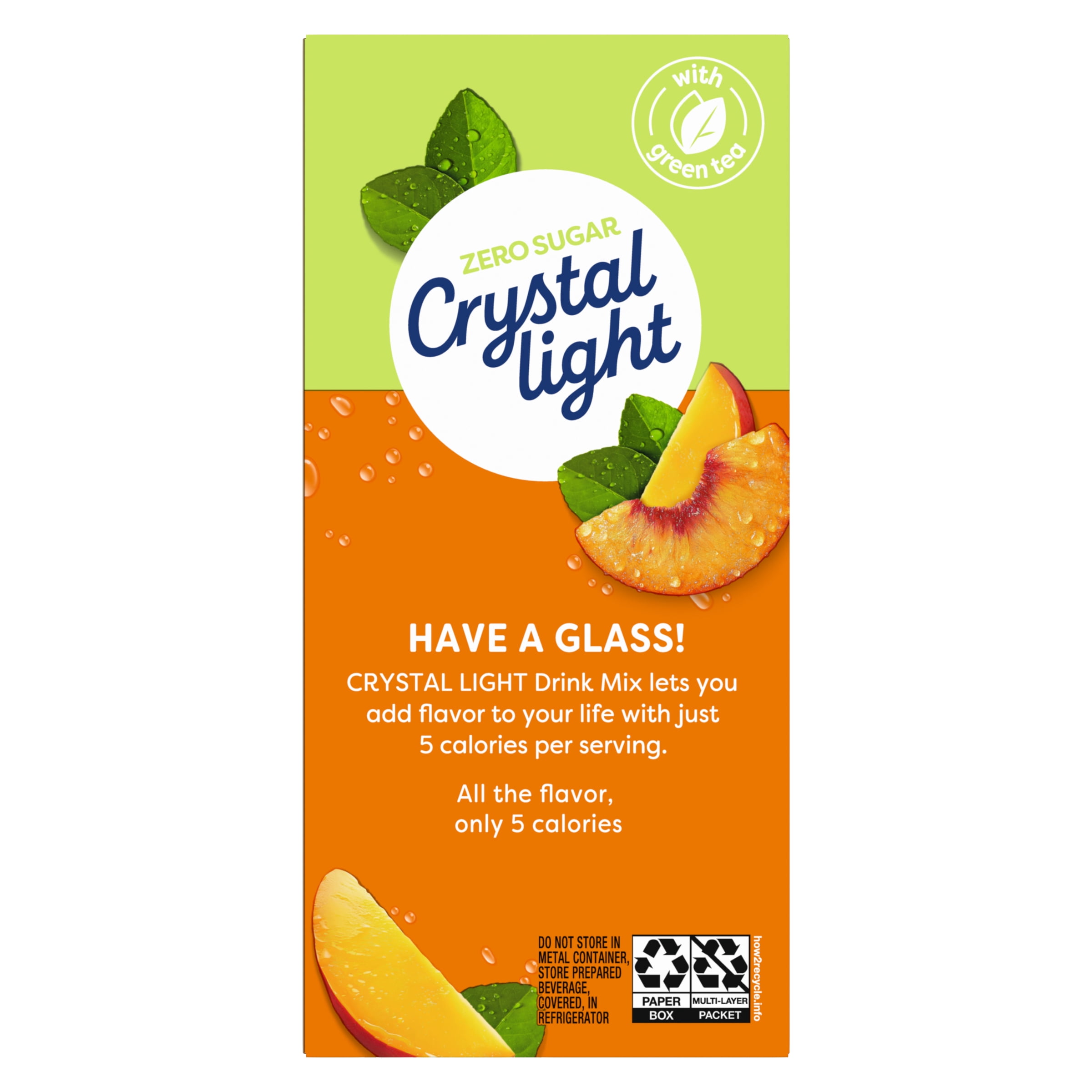 Crystal Light Drink Mix, 5 Pitcher Packets, for Flavorful Hydration and Shareable Refreshment, Peach Mango Green Tea Natural Flavor with other Natural Flavor, Made with Green Tea, 1.85 oz