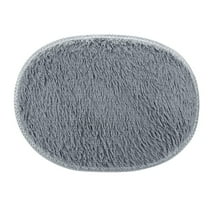 AuroraX Bath Mug Rug Soft Non-Slip Backing Plush Gray Bedroom Rug Bohemian 11x15 Inch Oval Solid
