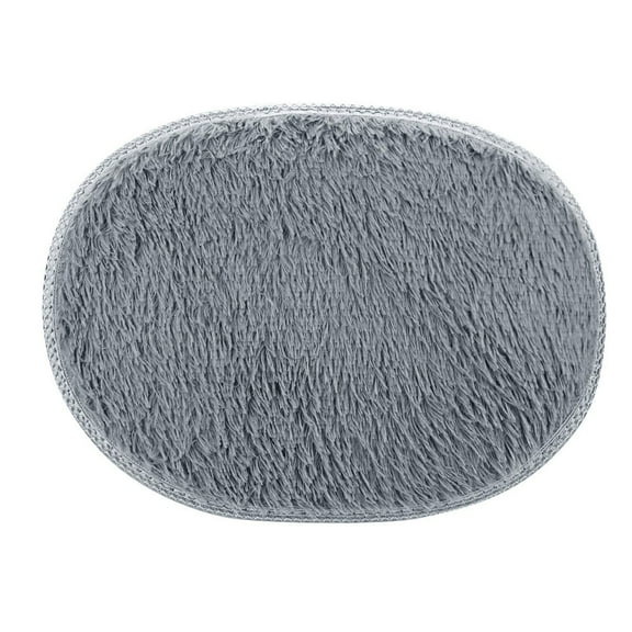 AuroraX Bath Mug Rug Soft Non-Slip Backing Plush Gray Bedroom Rug Bohemian 11x15 Inch Oval Solid