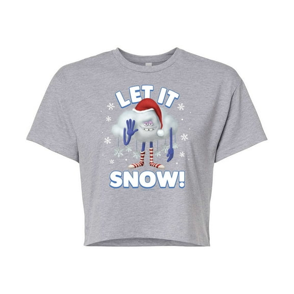 Trolls - Let It Snow Cloud Guy - Juniors Cropped Cotton Blend T-Shirt