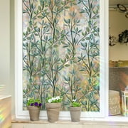 Stained Glass Window Film,Static Cling Window Privacy Film Decorative UV Sun Blocking Non-Adhesive Glass Window Covering for Home Bathroom, 15.6x39.4