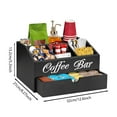 thumbnail image 3 of Farmhouse Wooden Coffee Bar Organizer Countertop Station With Drawer Pods Holder & Storage Desktop Ornament Black 34x23cm, 3 of 7