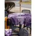 thumbnail image 5 of Outdoor Tablecloth with Umbrella Hole for Patio/Picnic/Party/Camping, Purple Mountain Waterproof Table Cloth Square Cover Washable, Misty Forest Nature Woodland Pine Tree Landscape (54"x 54"), 5 of 8