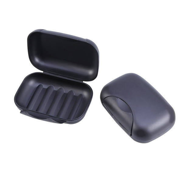 Jabonera portátil creativa, contenedor para jabón, estuche sellado para viaje, tamaño L (negro)