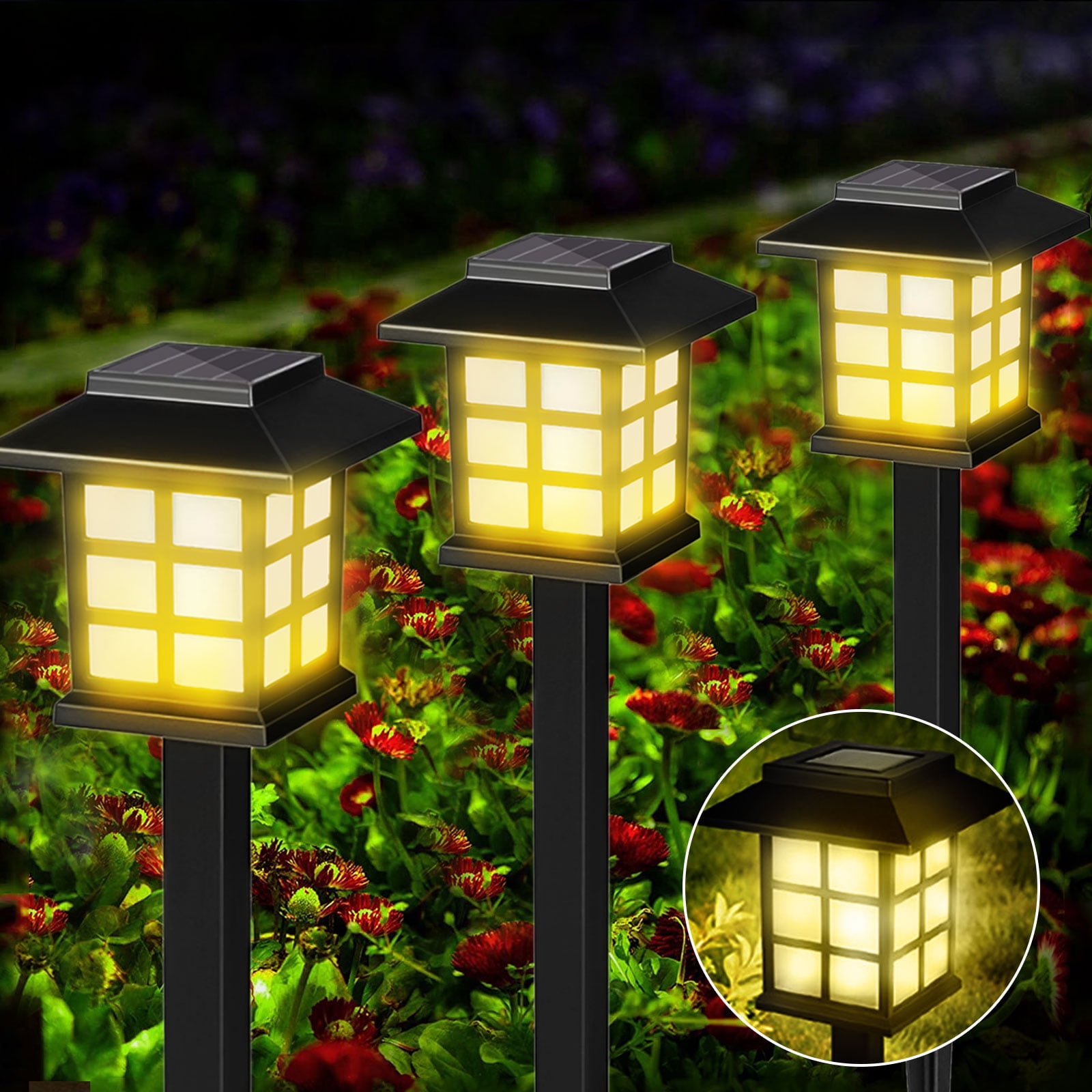 2Pcs Solar LED Spot Lights Outdoor Garden Security Pathway Lawn Lamps White IP65 