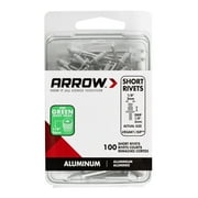 Arrow Fastener RSAW1/8IP Short White Aluminum 1/8-inch Rivets, 100-Pack