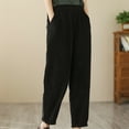 thumbnail image 5 of REALiKUN Women's Vintage Corduroy Trousers High Elastic Waist Wide Leg Pocketed Pants Cozy Straight Leg Baggy Lounge Slacks, 5 of 7