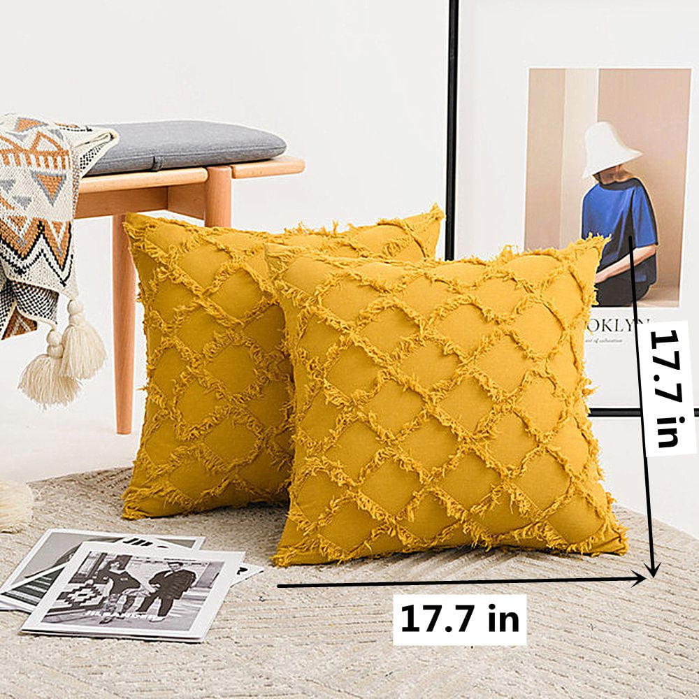 ZMLEVE45x45CM Boho Style Solid Color Throw Pillow Covers Cotton Linen Pillow Case Decorative Car and Sofa Cushion Case Home Decor black Walmart