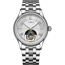 AESOP Chronograph Tourbillon Skeleton Mechanical Hand-Wind Wrist Watch Men Sapphire Crystal Manual Wind Special Hollow Business Dress Clock Male Luminous Stainless Steel Leather