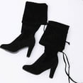thumbnail image 6 of TIREOW Women's Over The Knee Suede Boots Sexy Pointed Toe Solid Color Thigh High Chunky High Heel Boot Pull On Stretchy Long Boots Zipper Lace Up Long Boots, 6 of 7