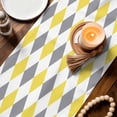 thumbnail image 3 of Yellow Grey Plaid Table Runner 108 Inches, Modern Geometric Minimalist Checkered Bed Runner Dresser Scarves Tabletop for Indoor Outdoor Parties/Ceremony/Banquet, 13"x 108", 3 of 9