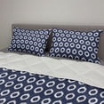 thumbnail image 2 of Indigo Comforter & Sham Bedding Set, Grunge Abstact Geometrical Design with Sketchy Round Rectangulars Image, 3 pcs Duvet Set Microfiber Filling Quilt, 5 Sizes, Dark Blue and White, by Ambesonne, 2 of 4