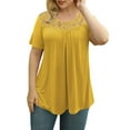 thumbnail image 2 of VERABENDI Women's Plus Size Tops Summer Short Sleeve Lady Tunic Shirts Lace Splicing Blouses,M-4XL, 2 of 6