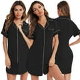 thumbnail image 2 of Luxalzxs Women's Nightgowns & Sleepshirts Short Sleeve Nightshirt V-Neck Button Down Pajama Sleepwear Boyfriend T-Shirt Dress Loungewear, 2 of 5