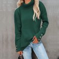 thumbnail image 4 of Suéter de punto con cuello alto y botones a rayas para otoño e invierno, estilo europeo y americano, color sólido, informal, suelto, de talla grande para mujer, 4 of 5