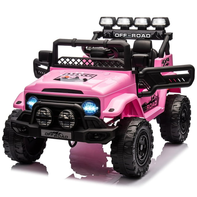 EDTara 12V Ride On Truck Car, Battery Powered Car w/Remote Control, Spring Suspension, LED Lights, Bluetooth, 3 Speeds, Electric Car for Kids