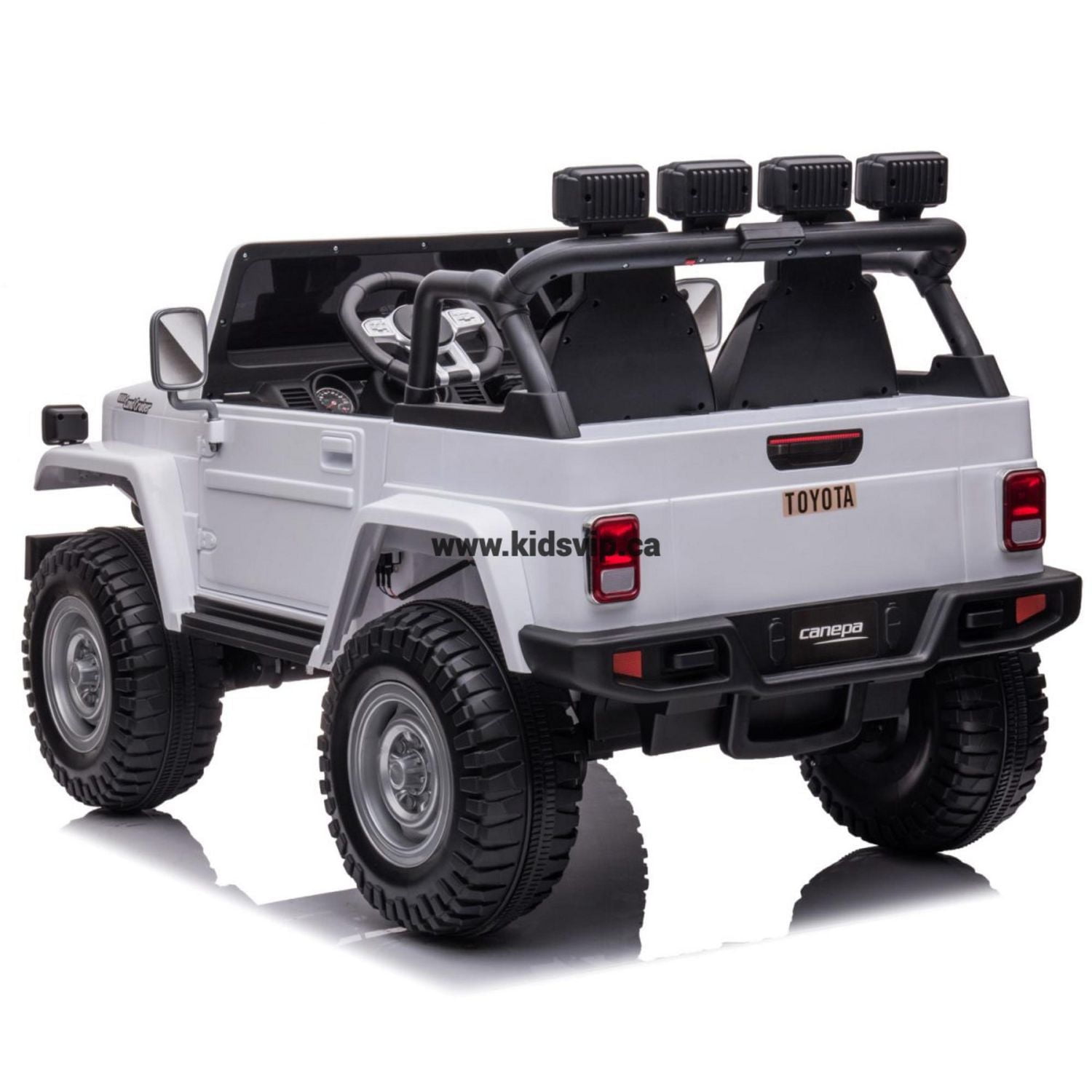 KidsVIP Licensed Toyota 2-Seater 24V Powered 4x4 Premium Ride-On Truck w/ Rubber Wheels, Music & Remote