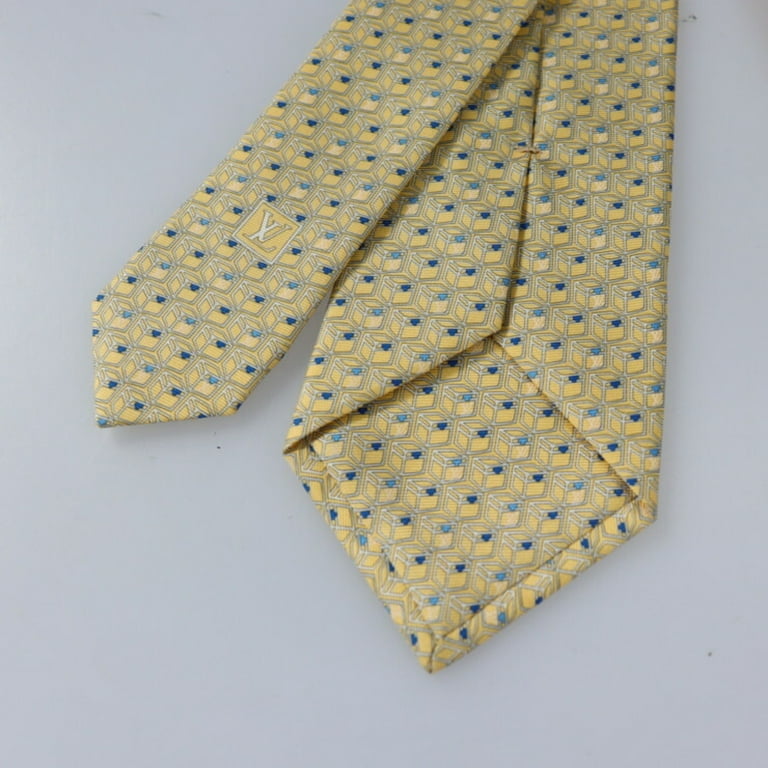 Authenticated Used LOUIS VUITTON Louis Vuitton Cravat Cube Trunk Tie M73122  Silk Yellow Series Box Whole Pattern 