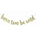 thumbnail image 1 of Born Two Be Wild Glitter Banner, Two Years Old Banner, 2nd Birthday Party Decor (Gold), 1 of 2