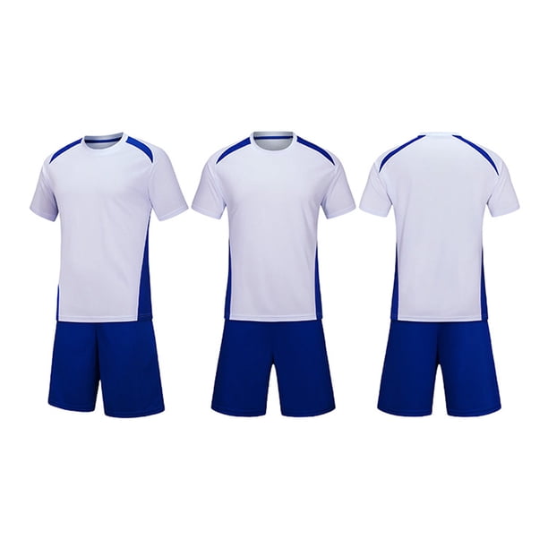 Conjuntos de blusas y camisas de manga corta con cuello en V. Conjunto de traje de fútbol de color sólido para niños para juegos deportivos universitarios, partidos de rendimiento, uniformes de entren