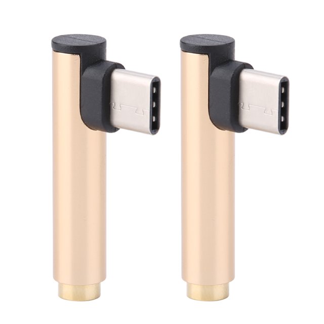 Adaptador de cable de audio con conector externo para auriculares de 2 piezas tipo C a conector jack externo de 3,5 mm (dorado)