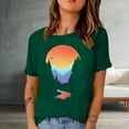 thumbnail image 3 of Short Sleeve Beach Tops Vintage Casual Tee Crewneck for Women Country Graphic Western Shirts Summer T Shirt Green M, 3 of 4