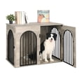 thumbnail image 2 of Hzuaneri 44.1" Wooden Dog Crate Furniture, Indoor Dog Cage for Medium to Large Dog, Decorative Pet House Side End Table TV Stand, Chew-Resistant, Greige Black, 2 of 12