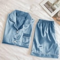 thumbnail image 2 of Jalioing Satin Pajama Set for Women 2 Piece Shorts Set Button Down Short Sleeve and Shorts Lounge Set, 2 of 6