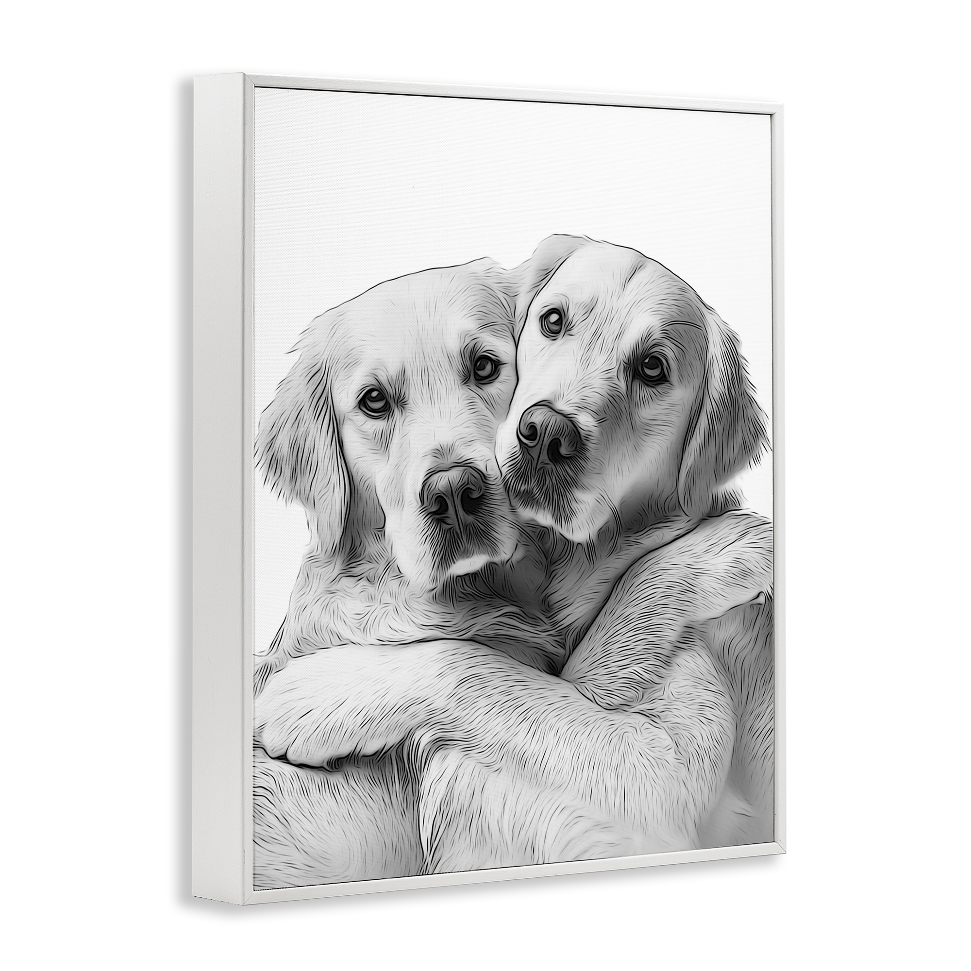 Stupell Industries Two Hugging Dogs Animals & Insects Painting White Framed Art Print Wall Art, 24 x 30