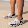 thumbnail image 3 of Rokment Women's Men's Clog Sandals with Adjustable Back Strap Breathable Hollow out EVA Non Slip Closed Toe Waterproof Garden Beach Pool Walking Water Shoes Light Gray Size 6.5, 3 of 5