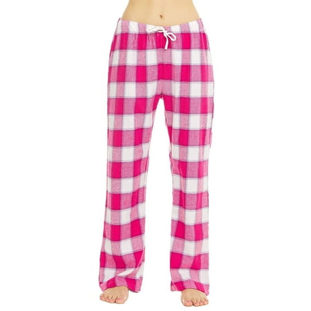 

Active Club Women s Flannel Pajama Pants Cotton Blend Fuzzy PJ Pants Fuchsia Squares 2XL