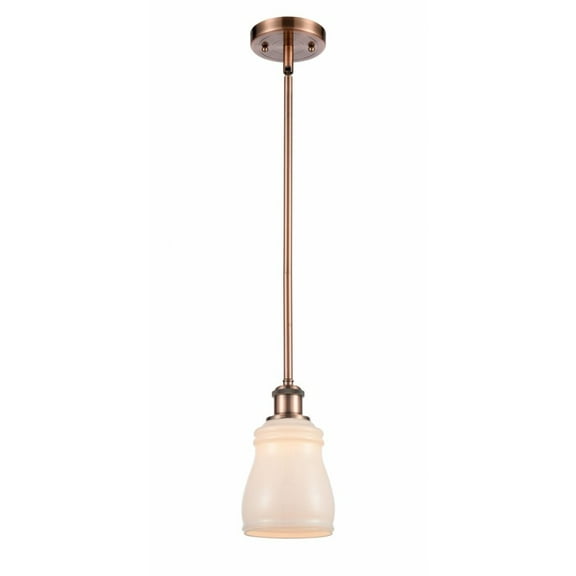 516-1S-AC-G391-Innovations Lighting-Ellery-1 Light Pendant in Nautiical Style-4.5 Inches Wide by 8 Inches High   Antique Copper Finish with White