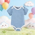 thumbnail image 3 of Agkizg Baby Solid Color Contrast Binding Short Sleeve Bodysuit, Crew Neck Soft Cotton Basic Onesie, Unisex Newborn Infant Summer Play Undershirt, 3 of 6