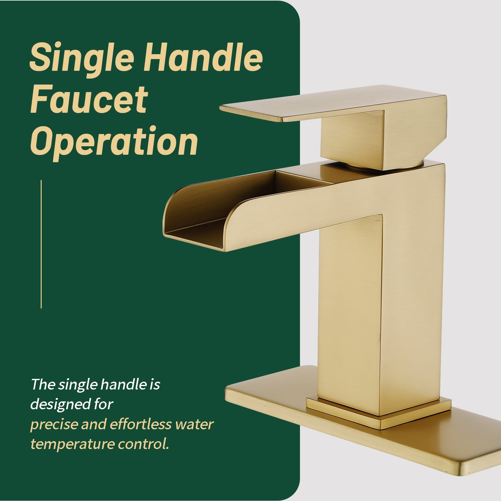 Cobbe Single-Handle Bathroom Sink Faucet for Vanity Single-Hole with Pop-Up Drain Bathroom Faucet Brushed Gold