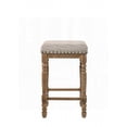 thumbnail image 5 of Set of 2pc Counter Height Stools - Solid Oak with Beige Fabric Seating and Nailhead Trim, 5 of 6