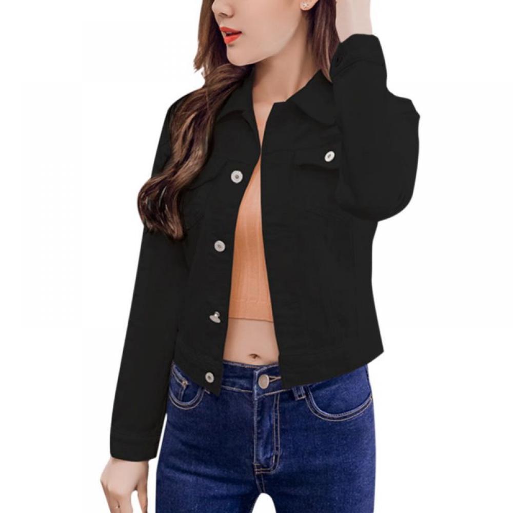 Saient Boyfriend Jean Jacket Women Denim Jackets Vintage Long Sleeve Jacket Casual Slim Coat - image 1 of 6