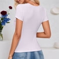 thumbnail image 4 of T Shirts for Women 2026 Summer Short Sleeve Crewneck Hollow out Ribbed Slim Fit Casual Tshirt, 4 of 5