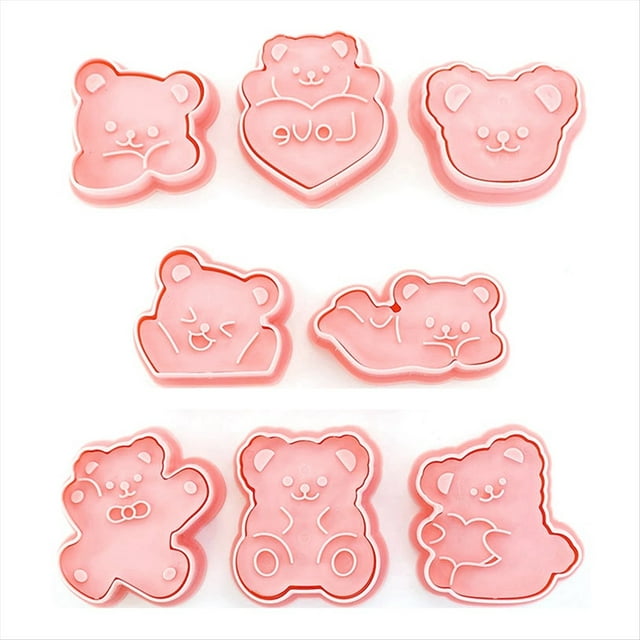 Juego de 8 Moldes para Galletas con Forma de Oso , Émbolo para Galletas, Presión de la Mano, Herramientas de Decoración de Pasteles, Fondant, de Azúcar