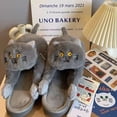 thumbnail image 1 of Pantuflas de algodón de gato azul con tacón medio de algodón con sensación de gato, lindas y cálidas pantuflas de gato con simulación de tacón de rocío para el hogar, 1 of 6