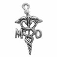 thumbnail image 1 of Sterling Silver 24" .8mm Box Chain 3D MD Medical Doctor Caduceus Symbol Pendant Necklace, 1 of 2